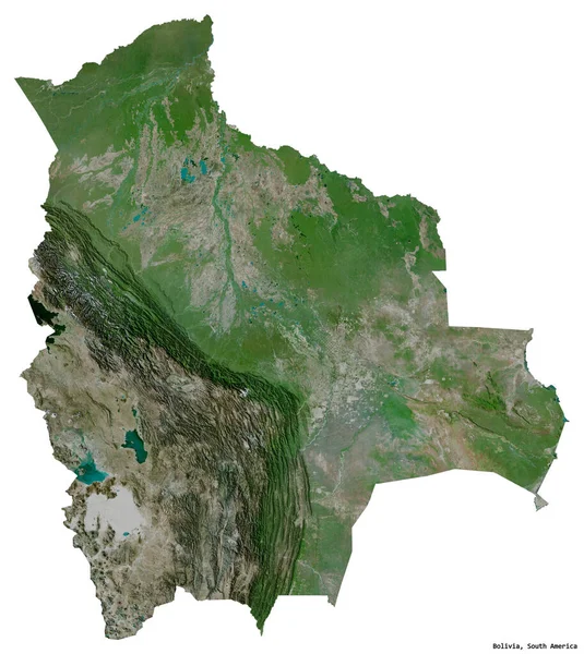 Başkenti Beyaz Arka Planda Izole Edilmiş Bolivya Nın Şekli Uydu — Stok fotoğraf