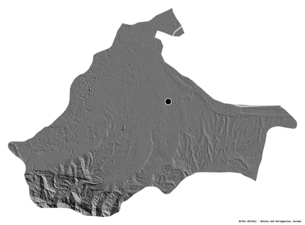 Form Brcko Distriktet Bosnien Och Hercegovina Med Huvudstaden Isolerad Vit — Stockfoto