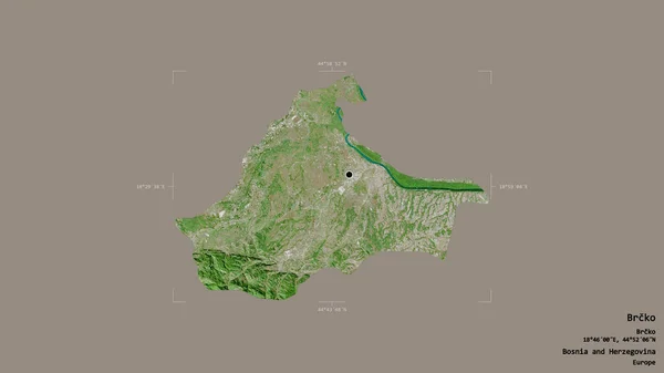 波斯尼亚和黑塞哥维那布尔奇科地区在一个地理参照框的坚实背景下被隔离 卫星图像 3D渲染 — 图库照片