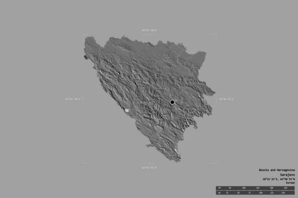 Περιοχή Της Βοσνίας Ερζεγοβίνης Απομονωμένη Στέρεο Υπόβαθρο Γεωγραφικό Πλαίσιο Οριοθέτησης — Φωτογραφία Αρχείου