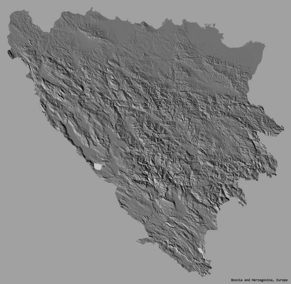 Форма Боснии Герцеговины Столицей Изолирована Сплошном Цветном Фоне Карта Рельефа — стоковое фото