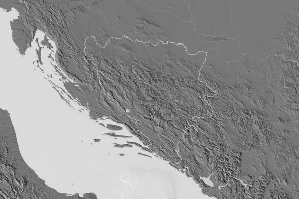 Área Extendida Bosnia Herzegovina Mapa Elevación Bilevel Renderizado — Foto de Stock