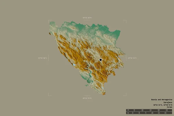 Området Bosnien Och Hercegovina Isolerat Solid Bakgrund Georefererad Avgränsningsbox Huvudsaklig — Stockfoto