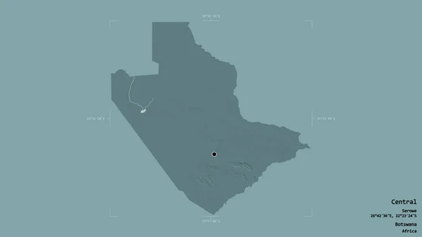 Området Centrala Botswana Isolerat Solid Bakgrund Georefererad Avgränsningsbox Etiketter Färgad — Stockfoto