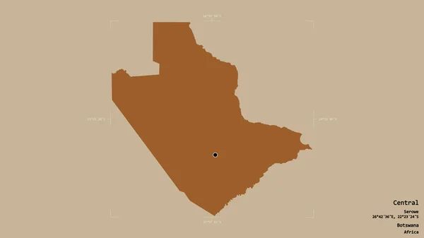Området Centrala Botswana Isolerat Solid Bakgrund Georefererad Avgränsningsbox Etiketter Sammansättning — Stockfoto