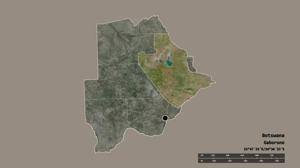 Forma Dessaturada Botsuana Com Sua Capital Principal Divisão Regional Área — Fotografia de Stock