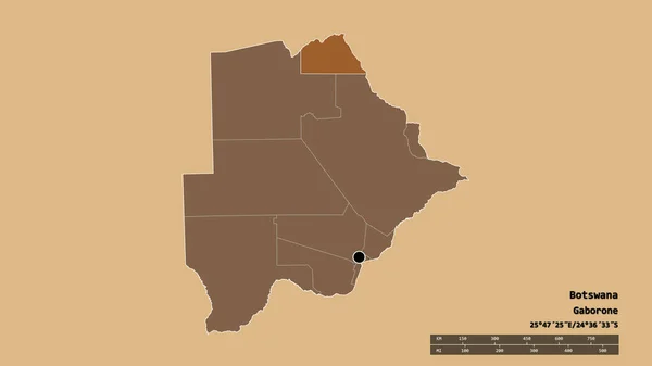 Обесцвеченная Форма Ботсваны Столицей Главным Региональным Делением Разделенной Зоной Чобе — стоковое фото