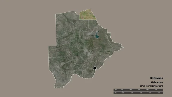 Forme Désaturée Botswana Avec Capitale Principale Division Régionale Région Chobe — Photo