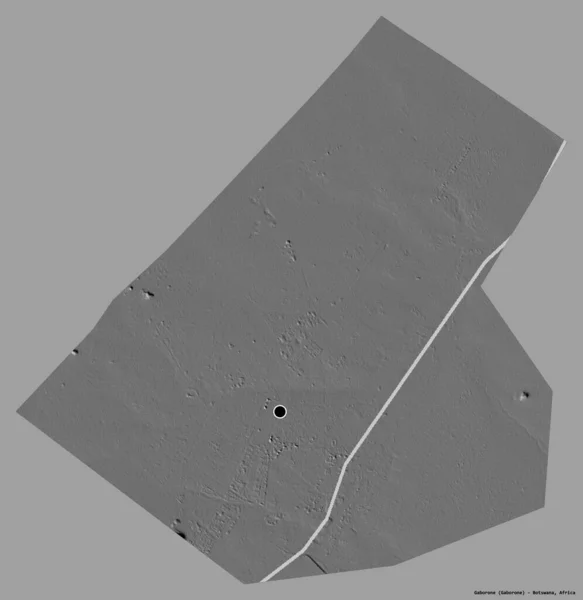 Форма Габороне Город Ботсвана Столицей Изолированной Сплошном Цветном Фоне Карта — стоковое фото