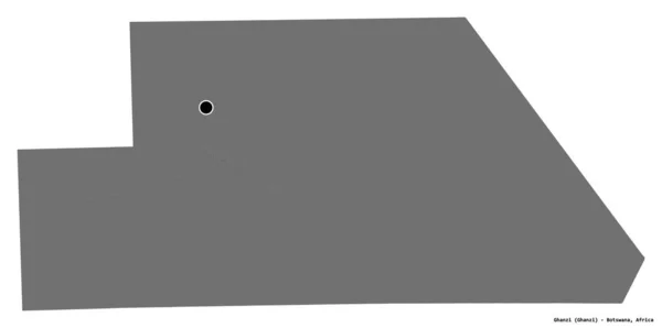 博茨瓦纳地区甘齐的形状 首都被白色背景隔离 Bilevel高程图 3D渲染 — 图库照片