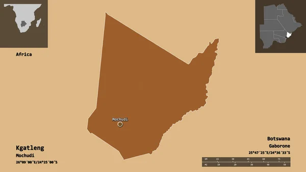 Botswana Nın Kgatleng Ilçesi Başkenti Uzaklık Ölçeği Gösterimler Etiketler Desenli — Stok fotoğraf