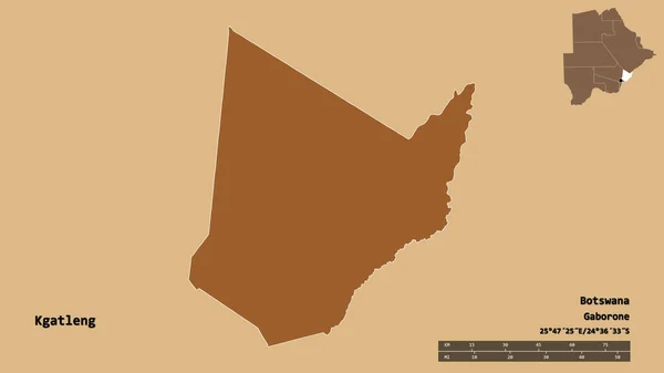 Forma Kgatleng Distrito Botswana Con Capital Aislada Sobre Fondo Sólido —  Fotos de Stock