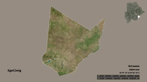博茨瓦纳Kgatleng区的形状 其首都在坚实的背景下与世隔绝 距离尺度 区域预览和标签 卫星图像 3D渲染 — 图库照片