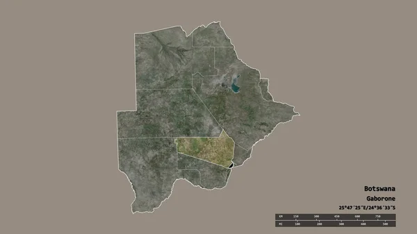 Desaturated Shape Botswana Its Capital Main Regional Division Separated Kweneng — 스톡 사진