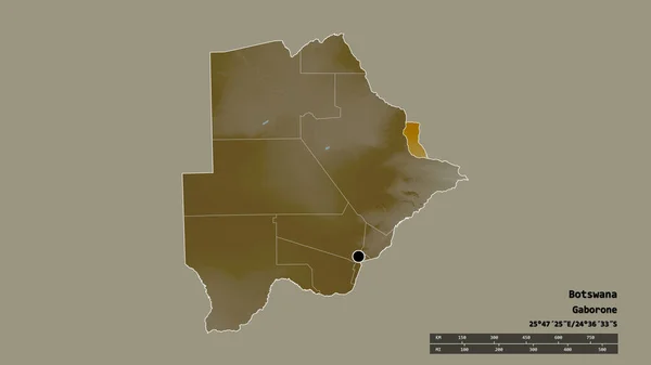 Forma Dessaturada Botsuana Com Sua Capital Principal Divisão Regional Área — Fotografia de Stock