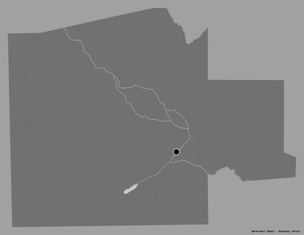 Forma Noroeste Distrito Botsuana Com Sua Capital Isolada Fundo Cor — Fotografia de Stock