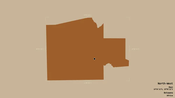 Район Северо Запада Район Ботсваны Изолирован Твёрдом Фоне Геореференцированной Граничной — стоковое фото