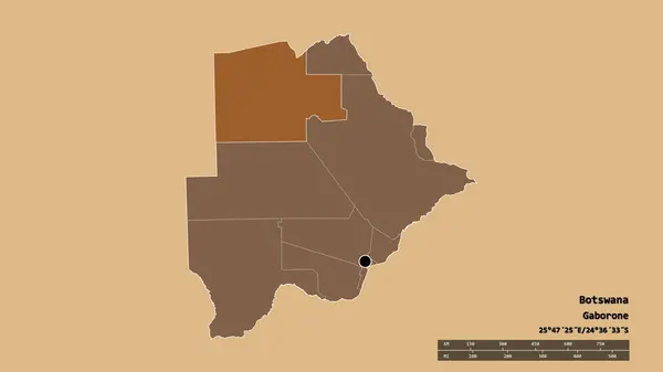 Обесцвеченная Форма Ботсваны Столицей Главным Региональным Делением Отделенной Северо Западной — стоковое фото