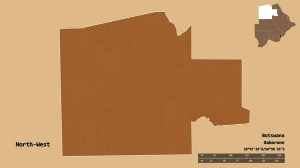 Forma Noroeste Distrito Botsuana Com Sua Capital Isolada Fundo Sólido — Fotografia de Stock