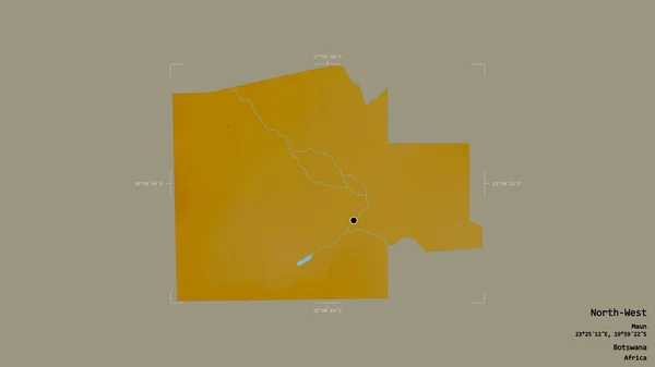 ボツワナの北西部の地域は 洗練された境界線の箱の中にしっかりとした背景に隔離されています ラベル 地形図 3Dレンダリング — ストック写真
