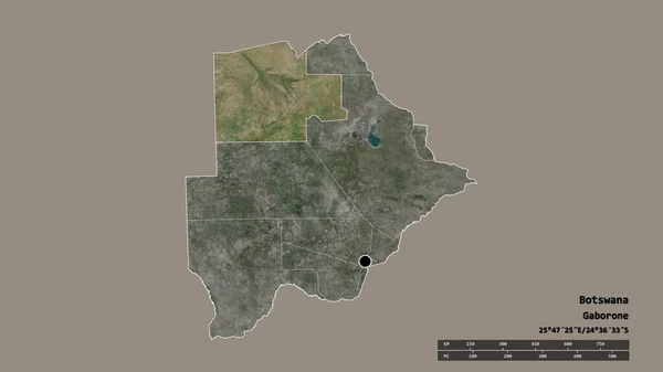 Forma Desolata Del Botswana Con Sua Capitale Principale Divisione Regionale — Foto Stock