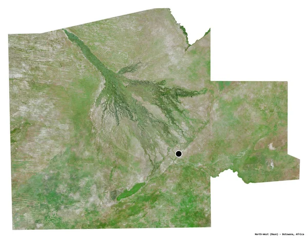 博茨瓦纳西北部的形状 首都被白色背景隔离 卫星图像 3D渲染 — 图库照片