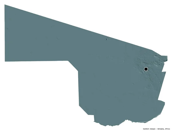 博茨瓦纳南部的形状 首都被白色背景隔离 彩色高程图 3D渲染 — 图库照片