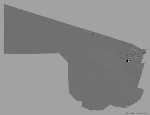Forma Del Sur Distrito Botswana Con Capital Aislada Sobre Fondo — Foto de Stock