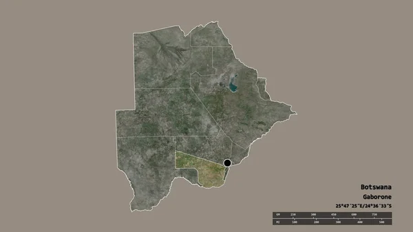 Forma Dessaturada Botsuana Com Sua Capital Principal Divisão Regional Área — Fotografia de Stock