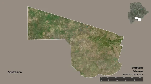 Form Södra Distriktet Botswana Med Dess Huvudstad Isolerad Solid Bakgrund — Stockfoto