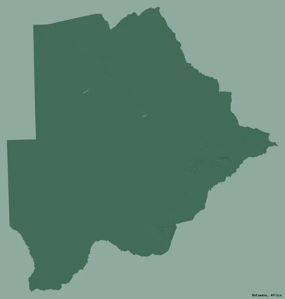 Форма Ботсваны Столицей Изолирована Сплошном Цветном Фоне Цветная Карта Высоты — стоковое фото