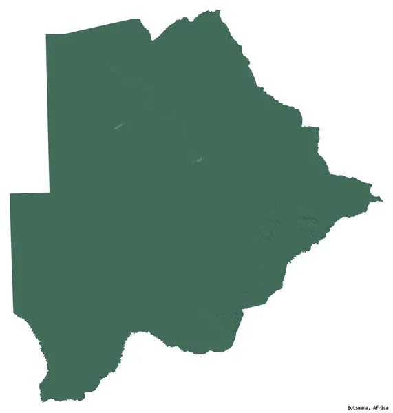 Форма Ботсвани Столицею Ізольованою Білому Тлі Кольорові Карти Висот Візуалізація — стокове фото