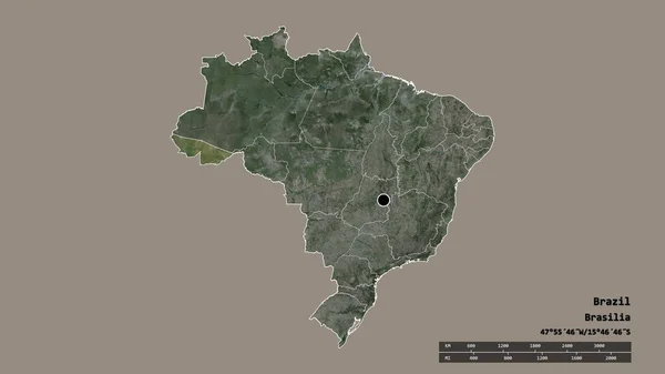 Обесцвеченная Форма Бразилии Столицей Главным Региональным Разделением Разделенной Акко Зоной — стоковое фото