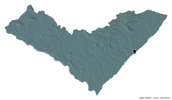 Muoto Alagoas Brasilian Osavaltiossa Sen Pääkaupunki Eristetty Valkoisella Pohjalla Värillinen — kuvapankkivalokuva