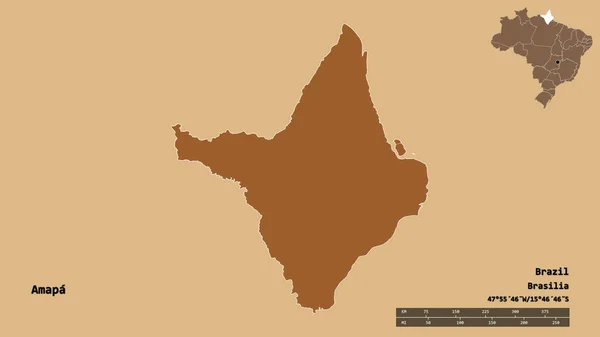 Forma Amapa Estado Brasil Con Capital Aislada Sobre Fondo Sólido —  Fotos de Stock