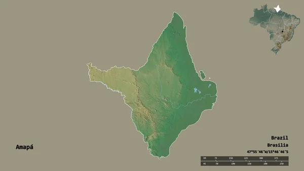 Σχήμα Της Amapa Πολιτεία Της Βραζιλίας Κεφάλαιό Της Απομονωμένο Στέρεο — Φωτογραφία Αρχείου