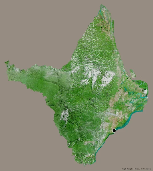 Forma Amapa Estado Brasil Com Sua Capital Isolada Fundo Cor — Fotografia de Stock