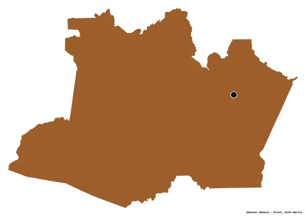 巴西亚马孙州的形状 其首都被白色背景隔离 图形纹理的组成 3D渲染 — 图库照片