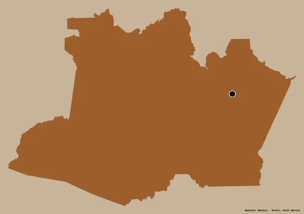Form Amazonas Delstaten Brasilien Med Sin Huvudstad Isolerad Solid Färg — Stockfoto