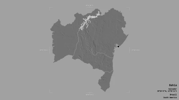 Área Bahia Estado Brasil Isolada Fundo Sólido Caixa Delimitadora Georreferenciada — Fotografia de Stock