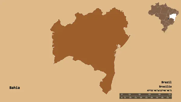 Forme Bahia État Brésil Avec Capitale Isolée Sur Fond Solide — Photo