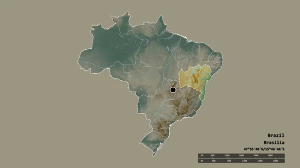 Forma Desnaturalizada Brasil Con Capital División Regional Principal Área Separada —  Fotos de Stock
