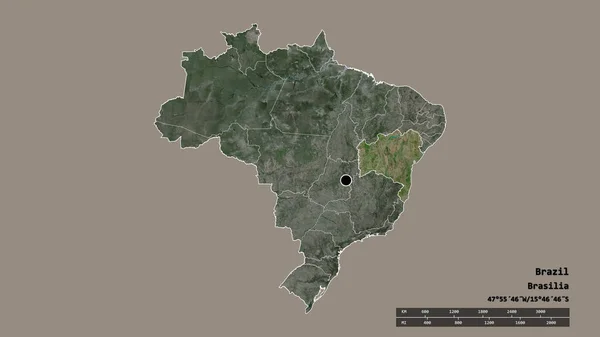 Desaturated Σχήμα Της Βραζιλίας Πρωτεύουσα Κύρια Περιφερειακή Διαίρεση Και Την — Φωτογραφία Αρχείου