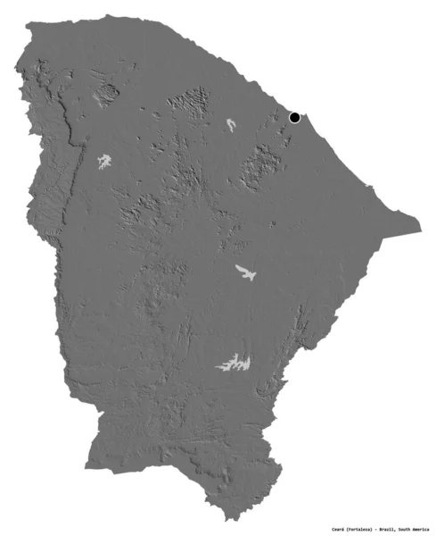 Forma Ceara Estado Brasil Con Capital Aislada Sobre Fondo Blanco —  Fotos de Stock