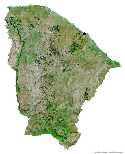 ブラジルの州であるCearaの形は その首都は白い背景に隔離されています 衛星画像 3Dレンダリング — ストック写真