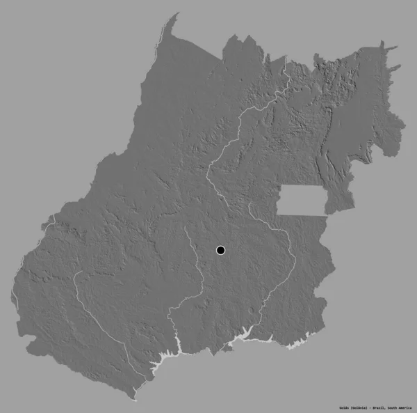 ブラジルのゴイアス州の形で その首都はしっかりした色の背景に隔離されています 標高マップ 3Dレンダリング — ストック写真