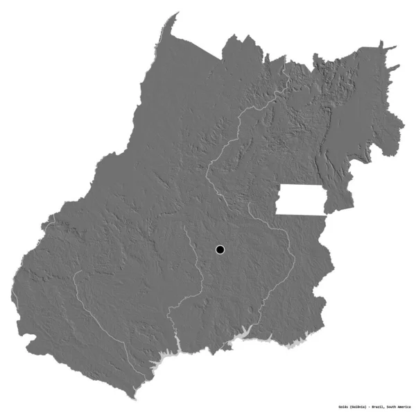 Forma Goias Stato Del Brasile Con Sua Capitale Isolata Sfondo — Foto Stock