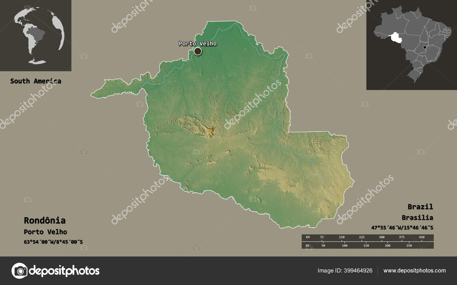 Map of Rondônia, state of Brazil