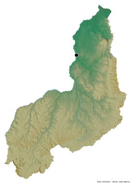 Brezilya 'nın başkenti Piaui' nin beyaz arka planda izole edilmiş hali. Topografik yardım haritası. 3B görüntüleme