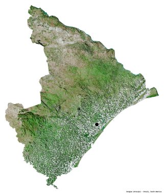 Sergipe, Brezilya eyaleti, başkenti beyaz arka planda izole edilmiş. Uydu görüntüleri. 3B görüntüleme